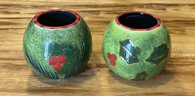 Department  56 Christmas Tea Light Holders Votives Green Red Gold Holly - 2 Set