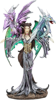 Ebros Khaleesi Mother of Dragons Statue 10.25'' Tall Twilight Fairy with Two Juve