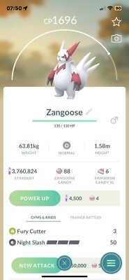 ⭐️Pokemon Go ⭐️#335 Zangoose *Regional RaRe*Gifts and