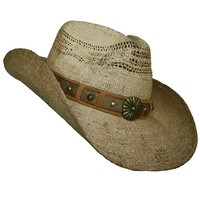 "Fox Outdoor Strohhut Mit Hutband Westernhut \"Colorado\" Cowboyhut Beige Square"