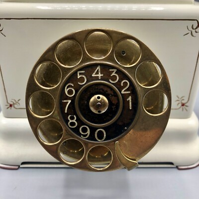 Vtg 1930s/40s L.M. Ericsson Stockholm Rotary Table Phone White