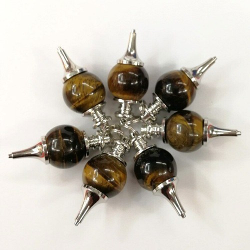 Colgante de cuentas de cono circular de piedra ojo de tigre natural 12 piezas fabricación de joyas - Imagen 2 de 7