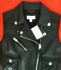 New W/$1395.00 Tag Authentic Coach Back Applq Biker Vest Women's S Black Italy