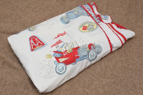 VINTAGE 1950'S NEWFIELD HIGH HOT ROD DRAG RACING SHEET BLANKET TWIN BED - Picture 2 of 9