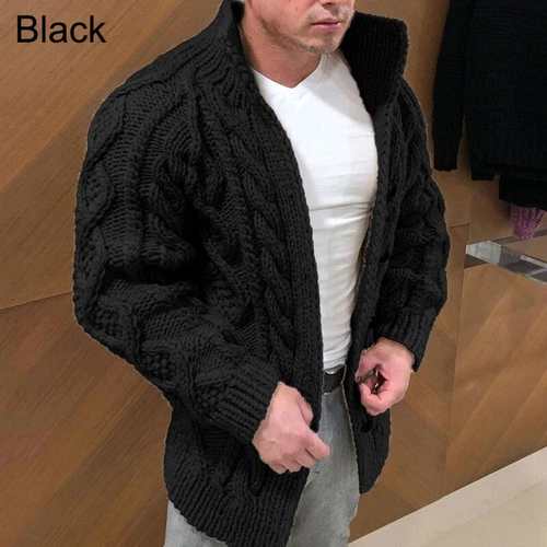 Invierno Cálido Tejido Cárdigan Suéter Para Hombres Informal Manga Larga Chaqueta Abrigo Exterior - Imagen 13 de 21