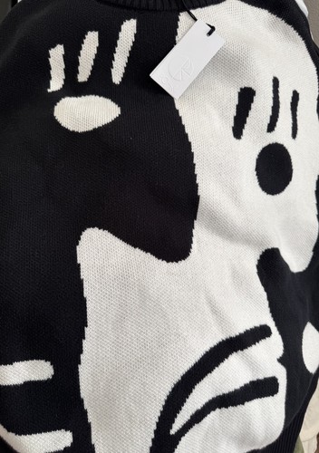 Polar Skate Oversized Sweater Black White Medium Pullover Art Silhouettes NWT - Picture 12 of 13