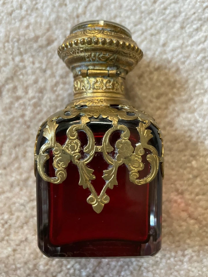 Antiguo vidrio de arándano Isabella Banks regalo años 1860 perfume catedral de San Pablo Foto 4 de 4