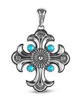 Carolyn Pollack Sterling Silver Turquoise Gemstone Cross Religious Pendant Carolyn Pollack Sterling Silver Turquoise Gemstone Cross Religious Pendant