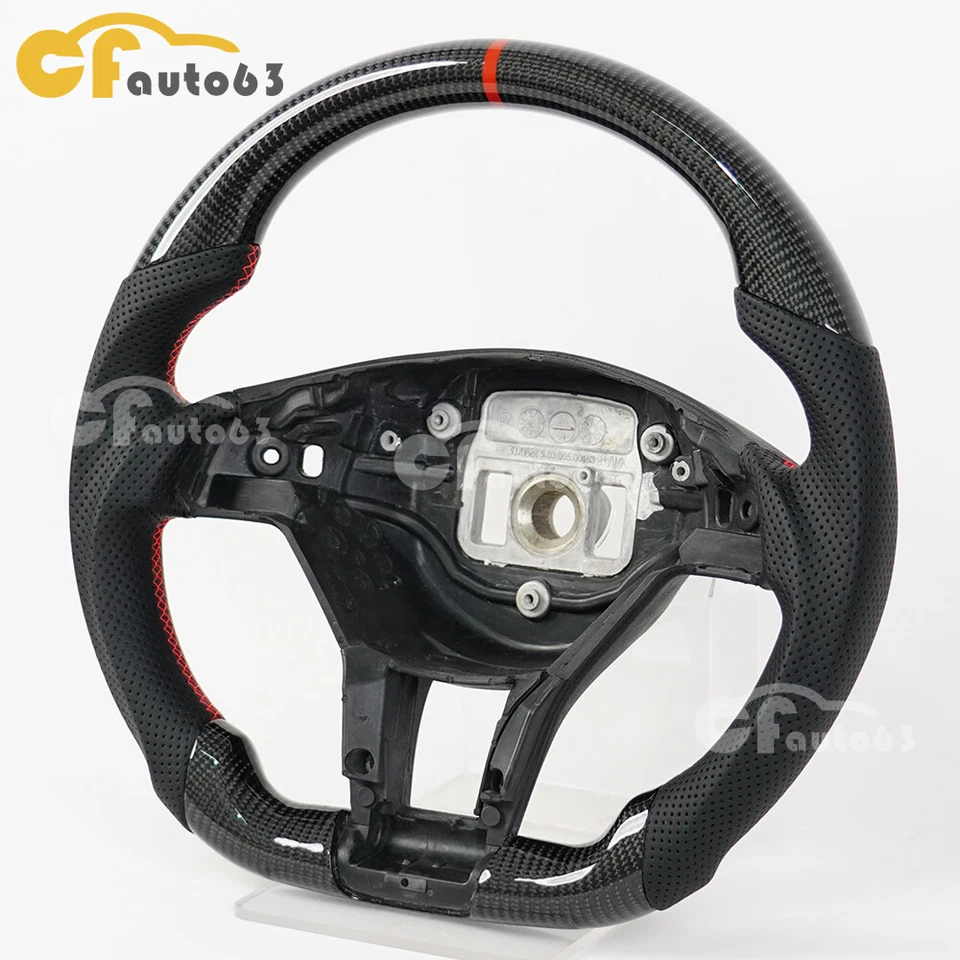 Volante de fibra de carbono apto para Mercedes-Benz CLA AMG Clase A C E SLK SL 2013+ Foto 4 de 4