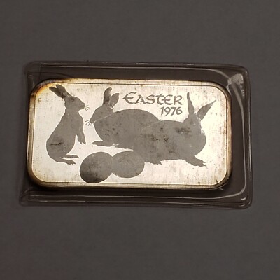 斎藤ひとり　大開運銀ヘビ　純銀製　おまけつき 1 oz 999 Silver Art Bar - Easter 1976 Madison Mint - Bunny Rabbit