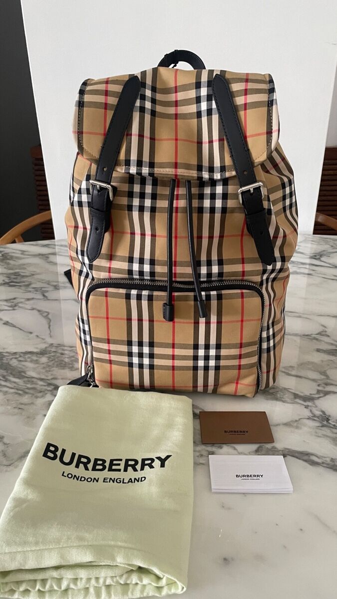 NWT Burberry LG Rucksack, Britcheck Antique Yellow, Backpack NWT Burberry LG Rucksack, Britcheck Antique Yellow, Backpack