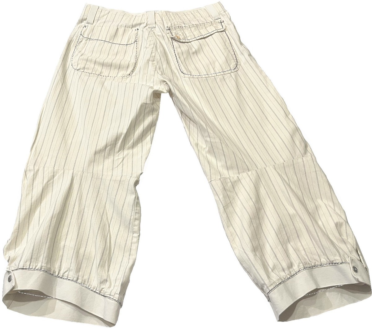 Pantalon Corsaire Girbaud Vintage – Coupe Ample Rayé Rouge Rose Blanc – Taille 36 FR