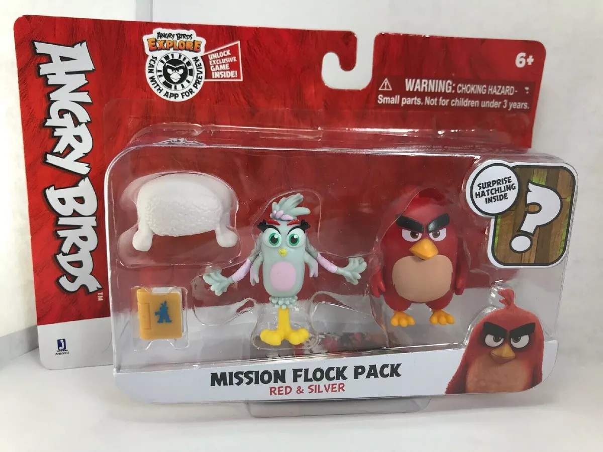 Angry Birds Mission Flock Pack Red Silver Figure 2 Pack