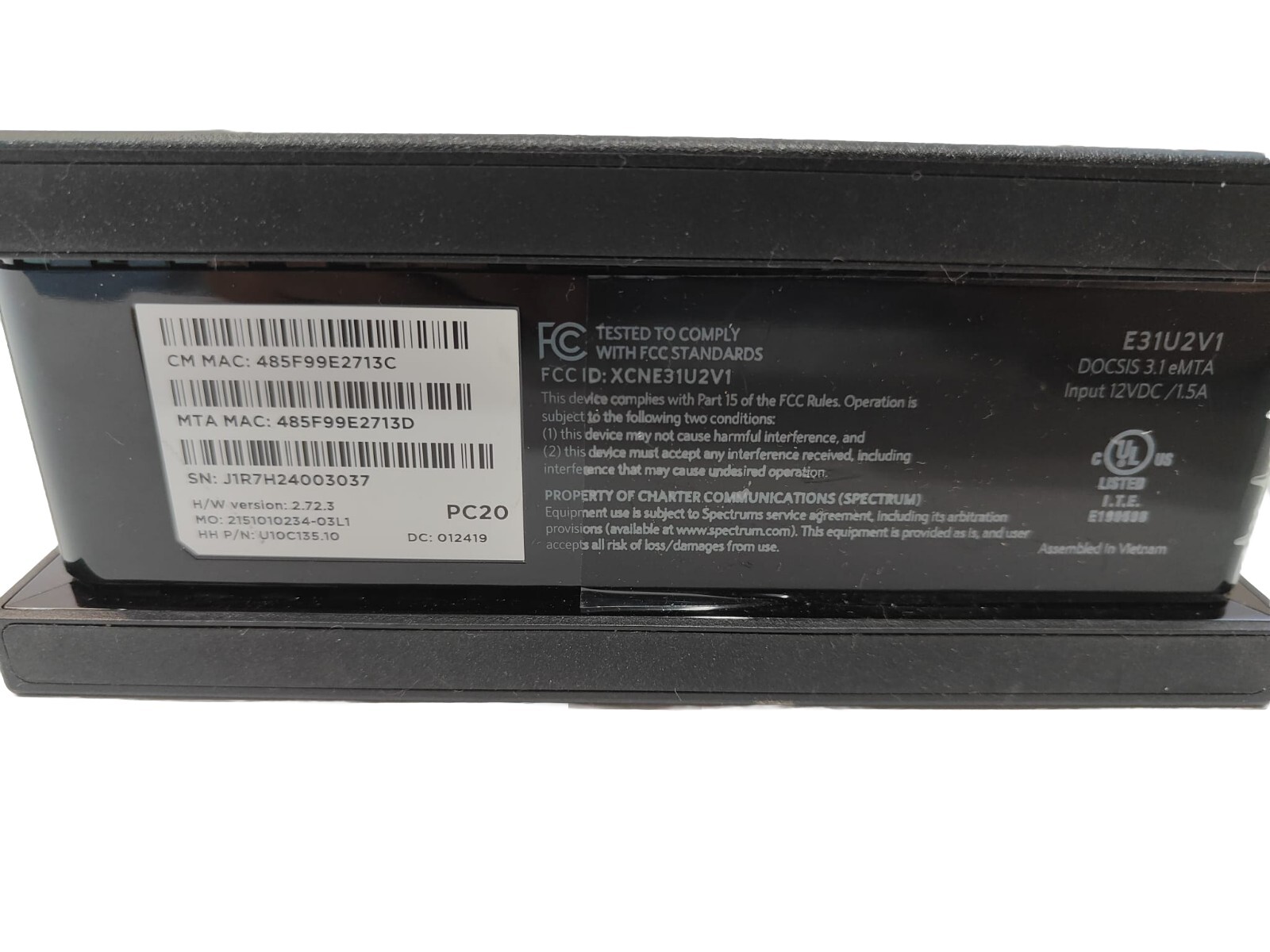 Spectrum EU2251 DOCSIS 3.1 EMTA Cable Modem Pc20 for sale