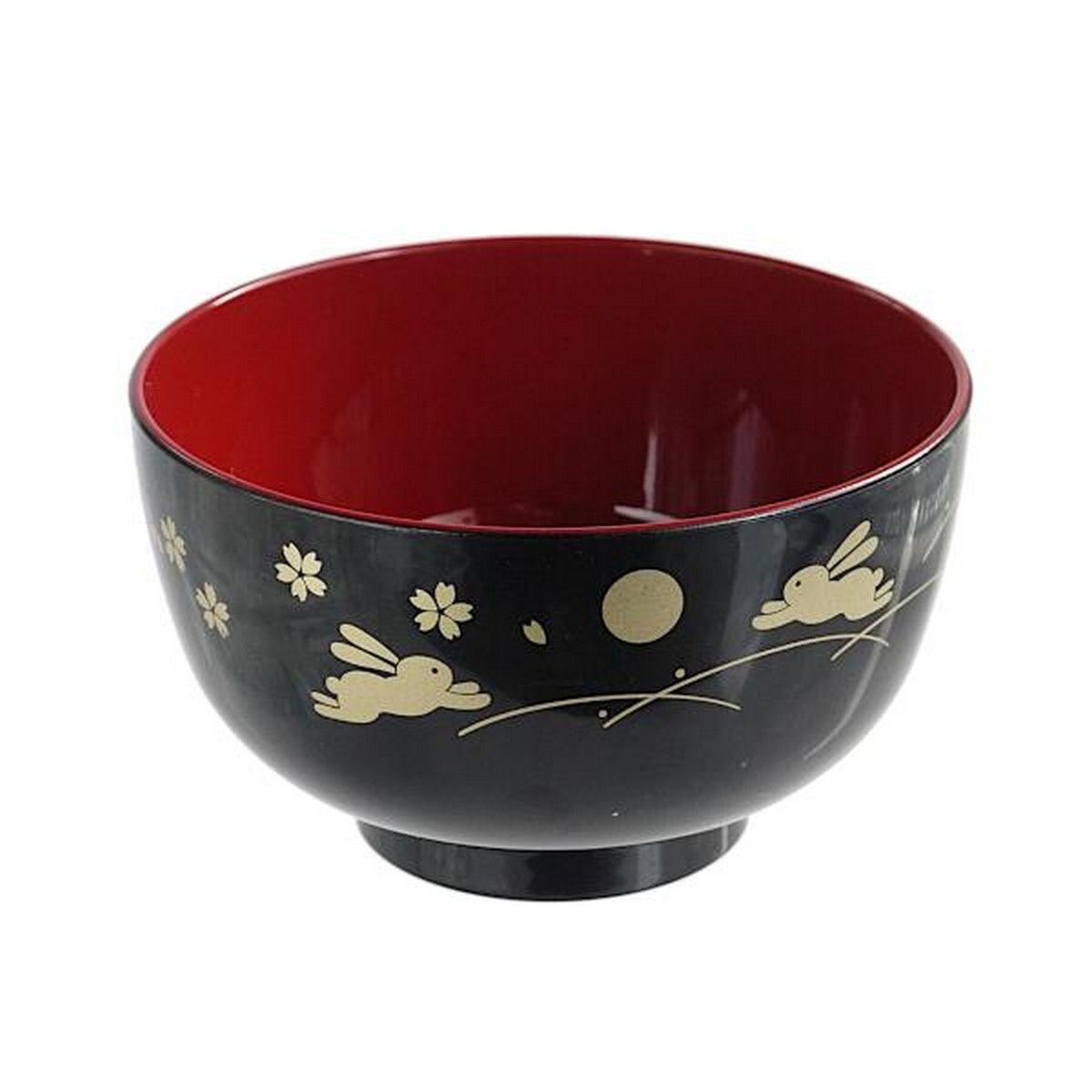 Japanese Plastic Soup Bowl 4.25 inch Bunny Moon Pattern Made