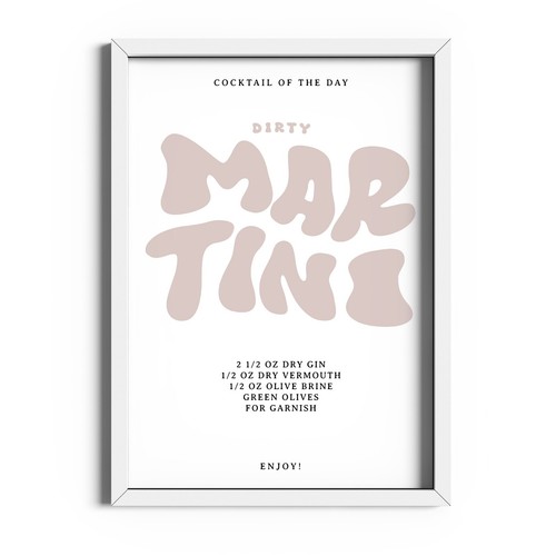 Póster Dirty Martini Cóctel Tipografía Cocina Pared Arte Impresión Bar Decoración Regalo - Imagen 4 de 59