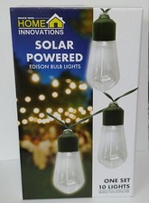 Solar String Lights 12 ft Outdoor Waterproof Patio Lights 10 LED Edison Bulbs