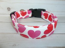 Red Pink Hearts Terri's Dog Collar handmade adjustable Valentine's Day pet gift