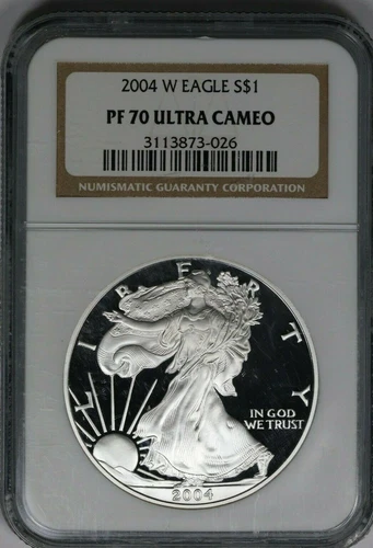 :2004-W S$1 AMERICAN EAGLE 1 OZ NGC PF 70 ULTRA CAMEO TOP POP HIGHEST GRADES 