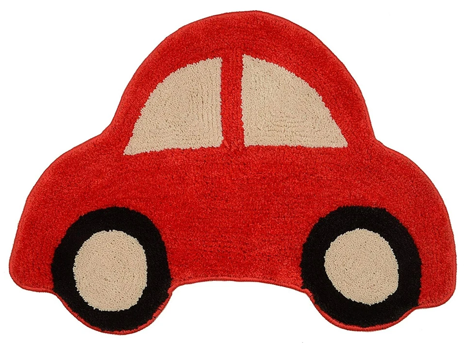 Alfombra de baño abstracta moderna roja microfibra mediana Foto 3 de 3