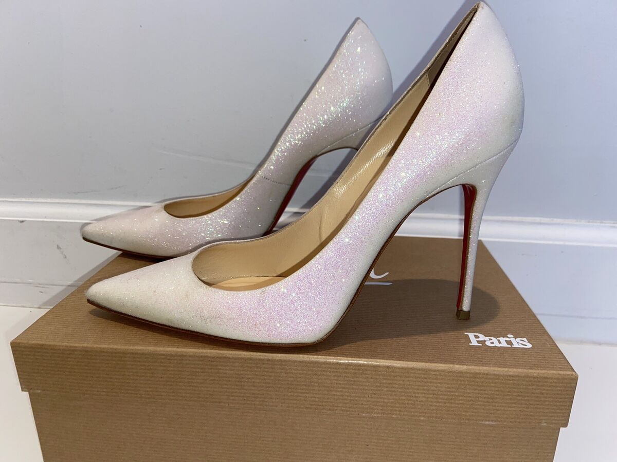 Christian Louboutin Decollete 554 Glitter Mini in (White Christian Louboutin Decollete 554 Glitter Mini in (White