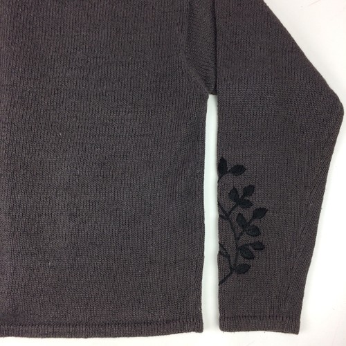 Curio Women's Medium Embroidered Black Leaves Cardigan Button Up Sweater Mauve - Picture 10 of 12