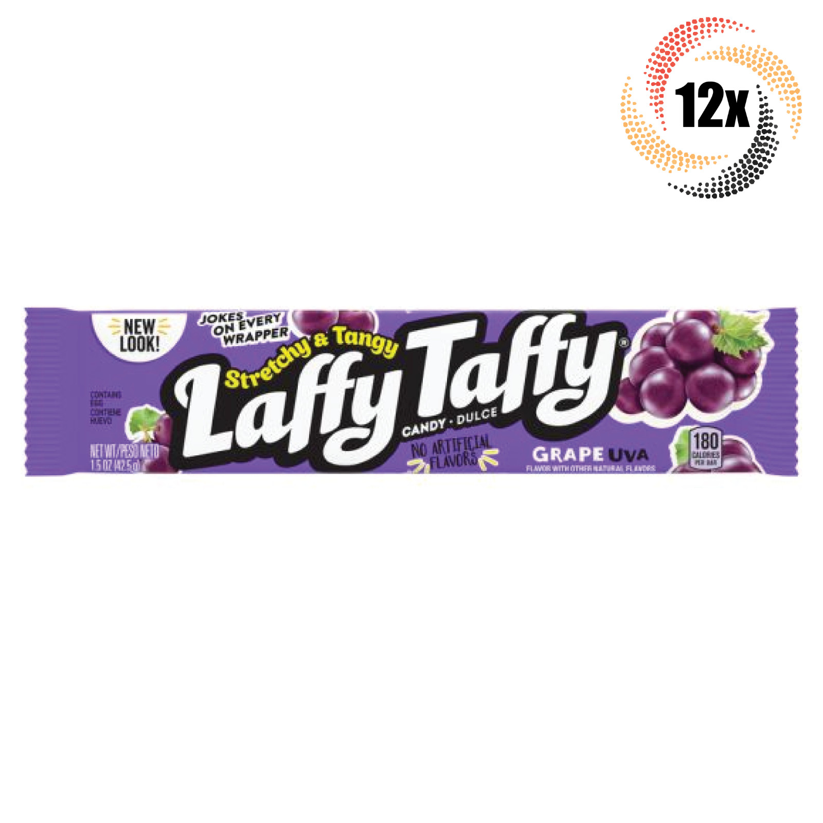 12 батончиков | Шоколадный батончик Laffy Taffy с виноградным вкусом, эластичный и острый | 1,5 унции |
