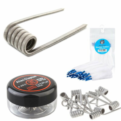 10x Ni80 Alien Clapton 0,25 Ohm + Slacker Cotton Watte Coils RBA Verdampfer