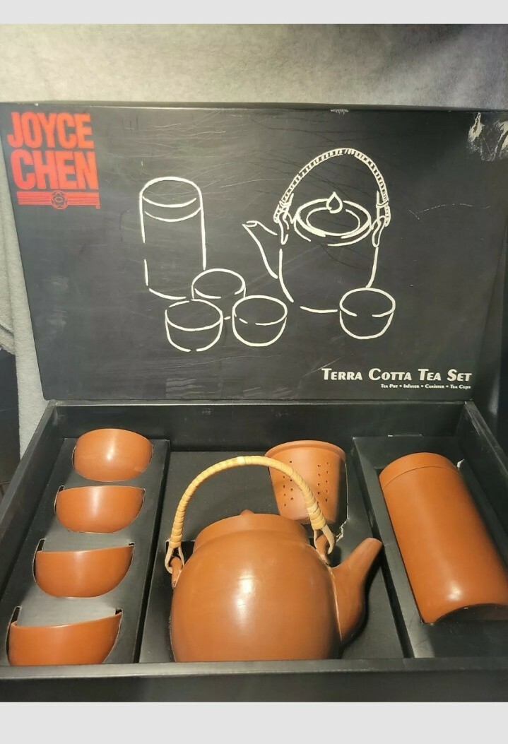 New Rare Joyce Chen 8 Piece Terra Cotta Tea Set # 90-3720 Tea Pot