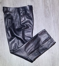 Vintage Wilsons Leather Black Biker Straight Leg High Waisted Lined Pants Sz 8