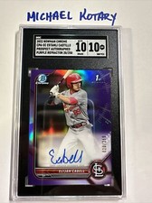 ELIJAH CABELL 2022 BOWMAN CHROME AUTO /250 SGC 10/10 Cardinals 1st CPA-ec 