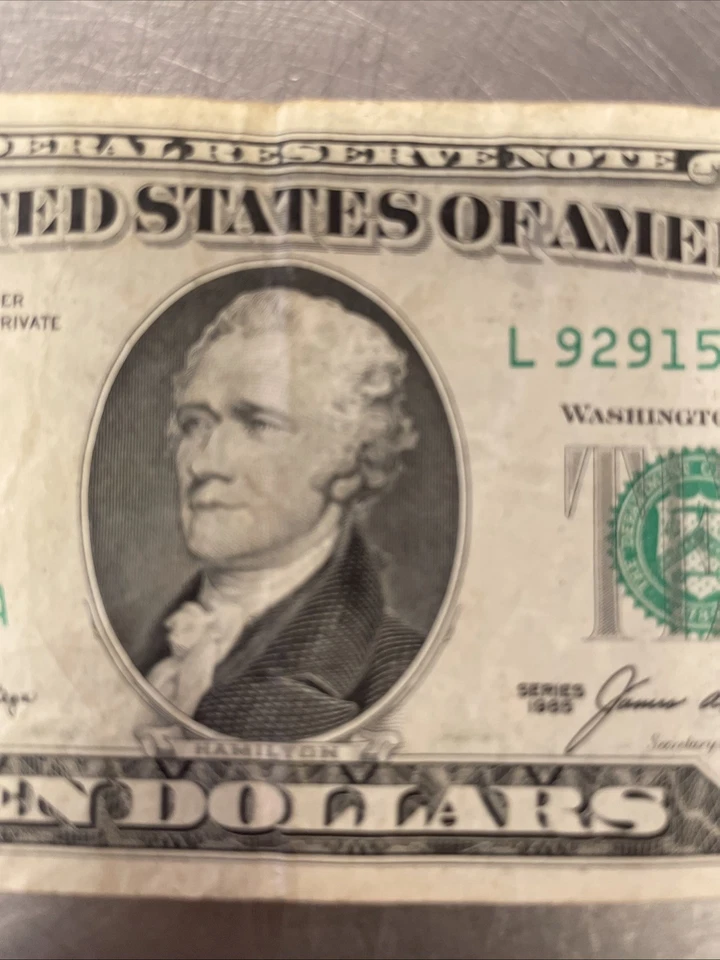 1985 Rare $10 Dollar Bill Federal Reserve Note 40 Years Old Vintage L92915800A - Image 4 of 4