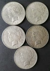 Lot of Five 1922 $1 Peace Silver Dollars