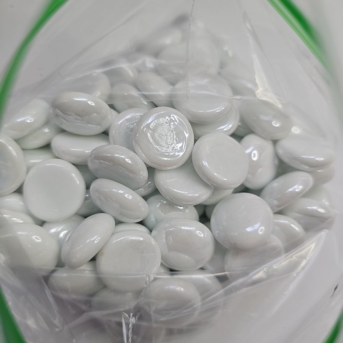White Flat Glass Marbles Beads Bulk Vase Fillers Gemstones Decorative 144 Count