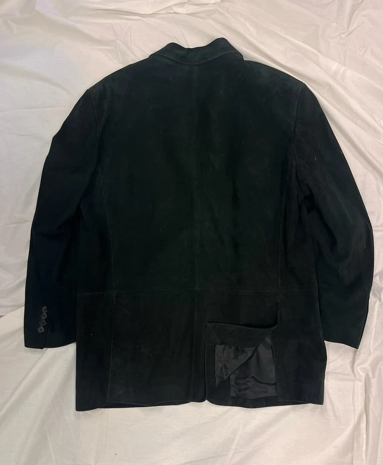 Blazer Ralph Lauren Vintage Etiqueta Púrpura Piel de Cordero Gamuza Negro | Talla 44R Foto 2 de 3