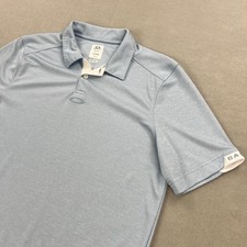 Oakley Polo Shirt Mens L Blue Regular Fit Golf Performance Lightweight Logo