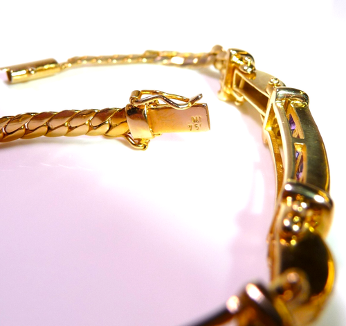 Armband 750 Gold 0.24ct Diamanten Citrine Turmaline Amethyste 18,0 cm 17,6 Gramm - Picture 8 of 10