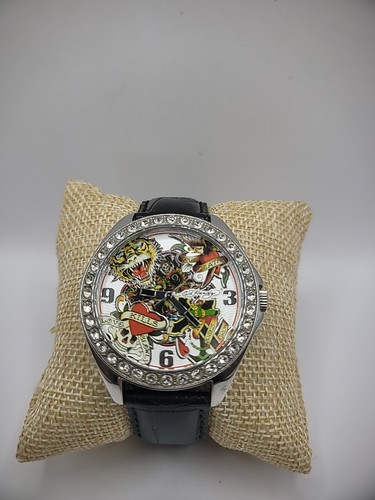 Reloj Pulsera Ed Hardy Vintage Edición Limitada Tigre Colorido Correa Cuero - Imagen 3 de 13