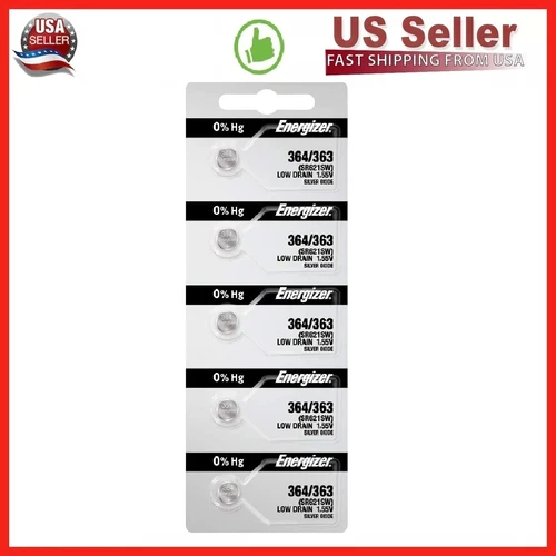 5 x Fresh Stock Energizer Watch Silver Oxide Batteries 364/363 SR621SW Battery