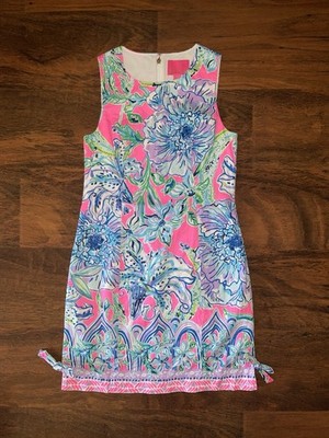 Lilly Pulitzer 4 Pink Tropics IN THE GROOVE MILA SHIFT DRESS Straight Fit Cotton