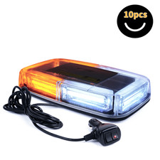 10pcs 6 Cob Led Emergency Light Bar Magnetic Beacon Strobe Amber White 12v Pack