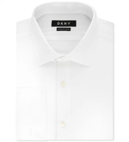 DKNY Men's Slim Fit Performance Stretch Wrinkle Resistant French Cuff Dress - Picture 1 of 3