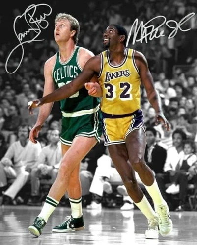 LARRY BIRD SIGNED PHOTO AUTOGRAPH BOSTON CELTICS MAGIC JOHNSON NBA 8X10 REPRINT