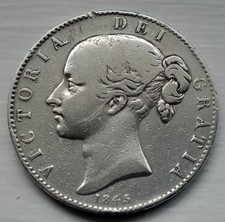 1845 Crown Q.Victoria British Silver Coin Young Head Very Fine