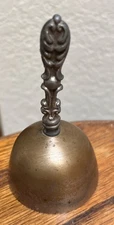 Vintage Dinner Bell with Ornate Handle - Lovely Ring - 3.5” Tall - Collectible