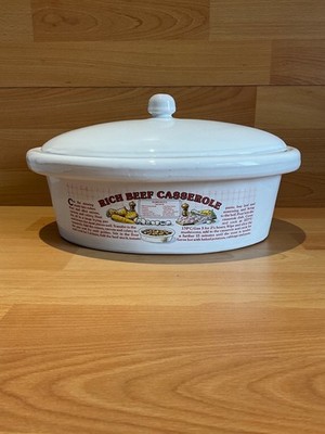 Vintage Keramik Ton Rindfleisch Auflaufform komplett mit Deckel