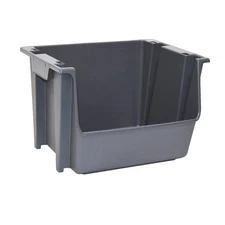 Mighty Tuff Large Nesting Stack Storage Bin, All, Plastic, Gray