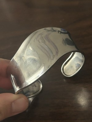 Vintage Wide Sterling Silver Liquid Abstract Modernist 2.75 Inch Cuff Bracelet