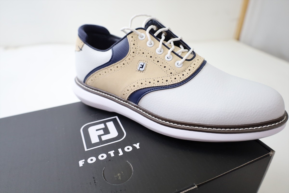 NEW Footjoy Golf Traditions Shoes Mens Size 9.5 M White/ Tan
