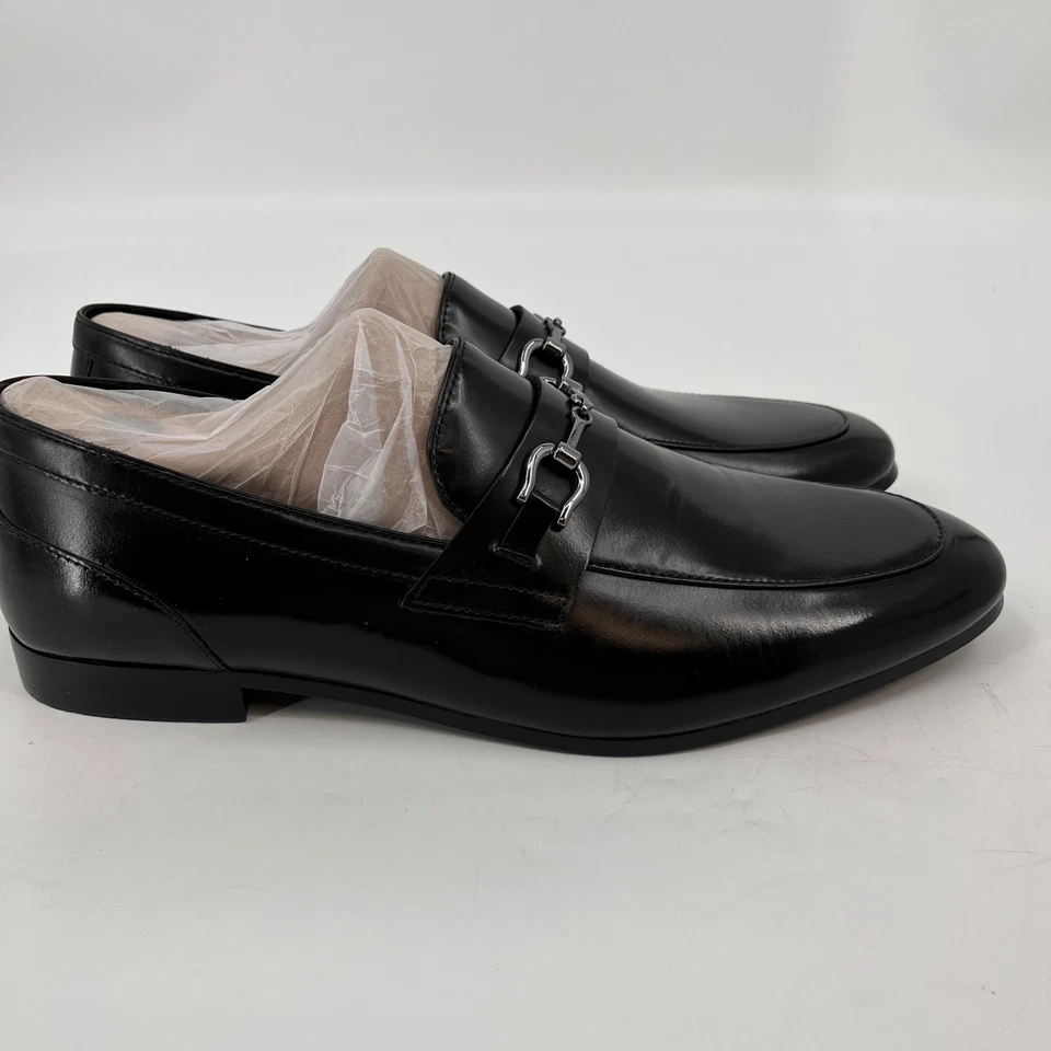 Мокасины ALDO Marinho размер 13 черные кожаные верхние без шнуровки туфли металлические биты - Изображение 3 из 4